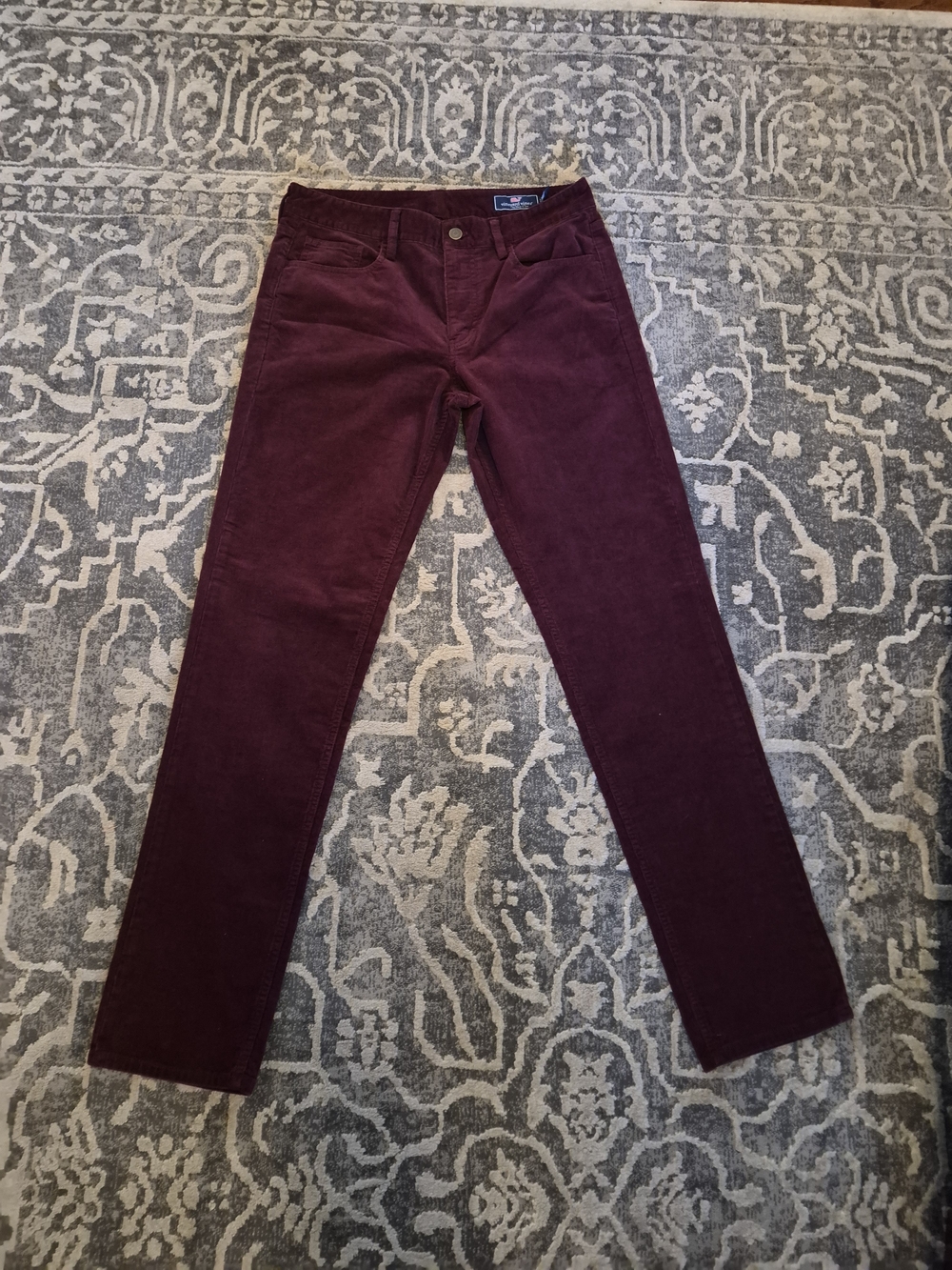 Vineyard Vines Men's Corduroy Pants - Burgundy Plum W30xL32